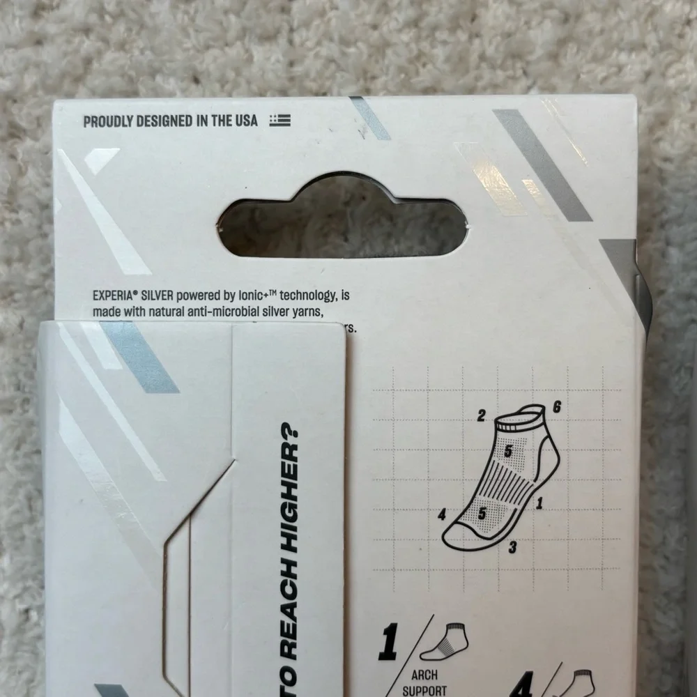 Thorlos Experia Silver Socks Unisex Med‎ Black Arch Support Cushioned Breathable